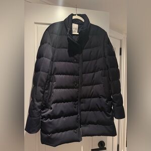 Moncler Night Blue Puffer Jacket - Vallonpierre Hooded Long Down Jacket